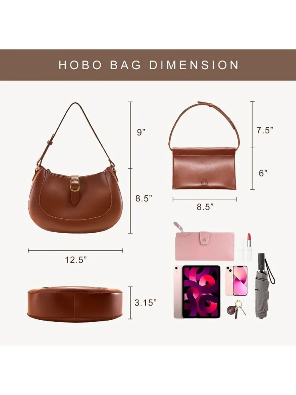 Chic Vintage Vegan Leather Crescent Hobo Bag - Stylish Lunar Shoulder Satchel